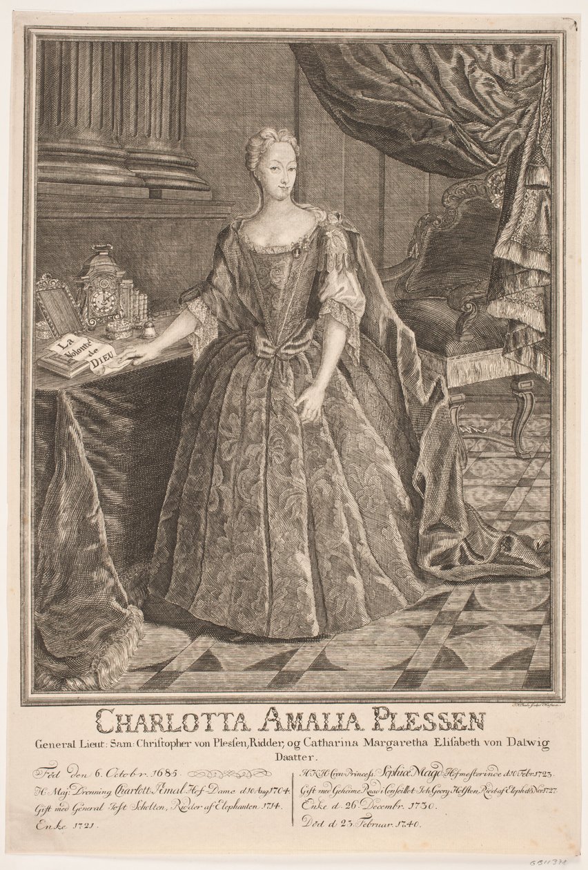 Charlotte Amalie Plessen door Johan Herman Thiele