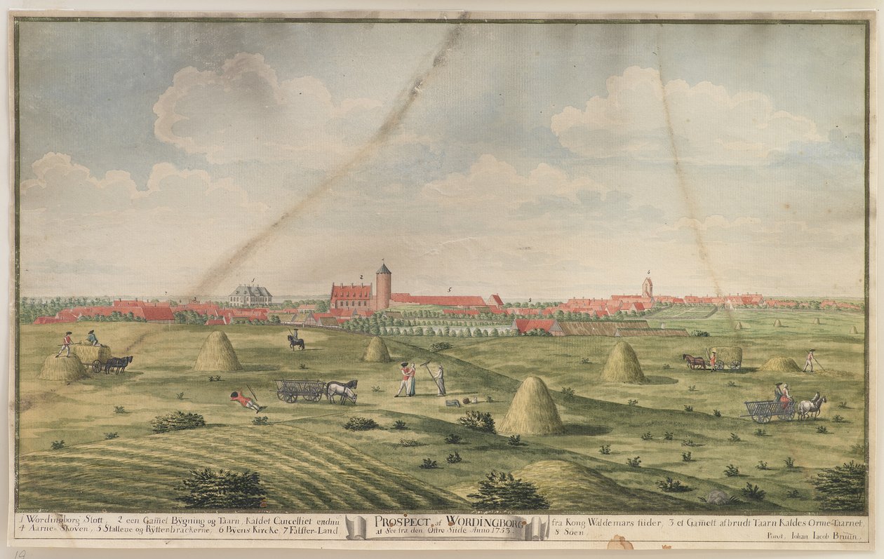 Uitzicht op Vordingborg door Johan Jacob Bruun