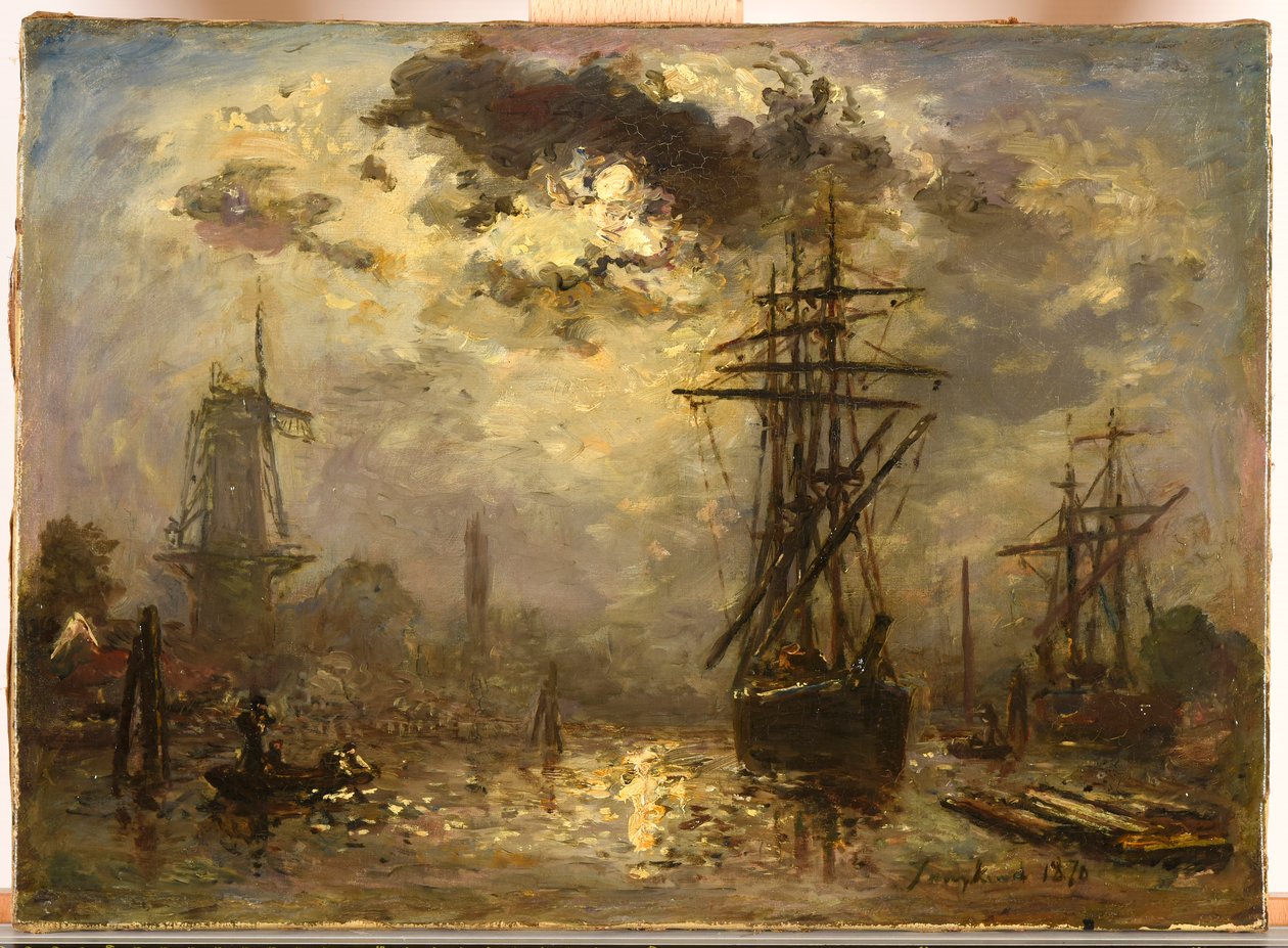 Frans: Les moulins de Rotterdam
Duits: De molens van Rotterdam door Johan Jongkind