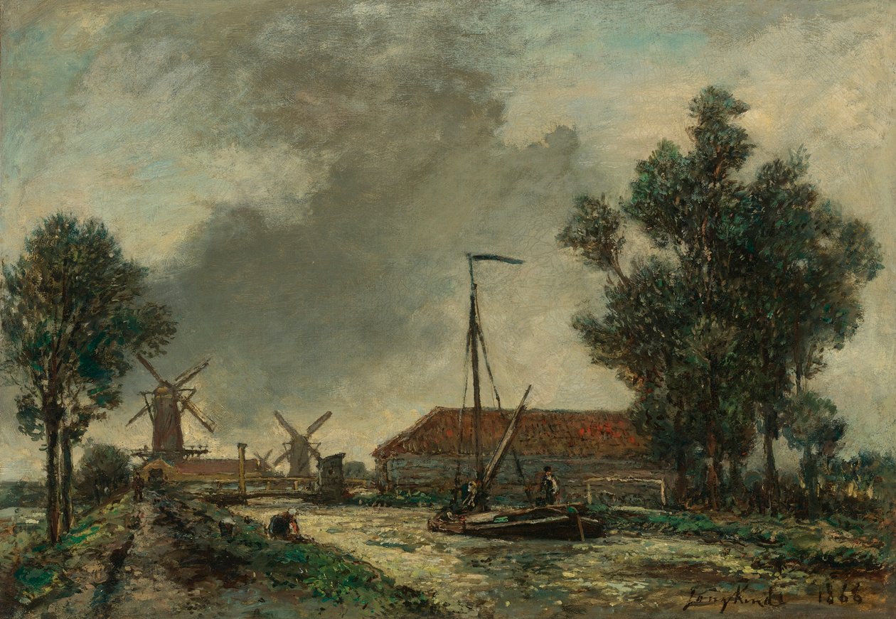 La Passerelle, Hollande door Johan Jongkind