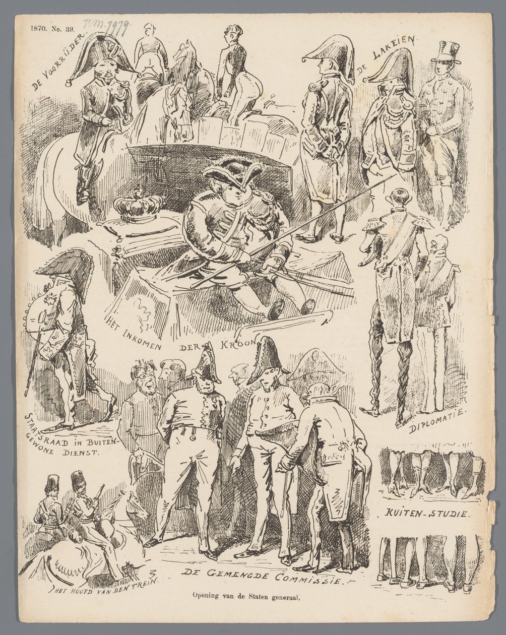 Spotprent op de opening van de Staten-Generaal, 1870 door Johan Michaël Schmidt Crans