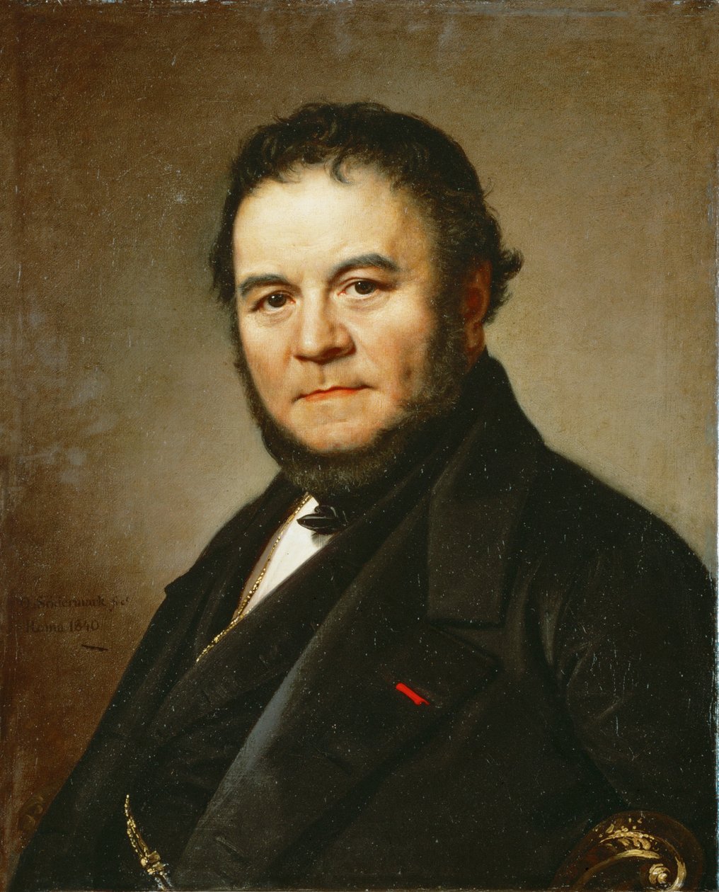Dichter Henri Beyle, Stendhal genaamd, auteur van Le Rouge et le Noir en La Chartreuse de Parme ... (schilderij op doek) door Johan Olaf Sodermark