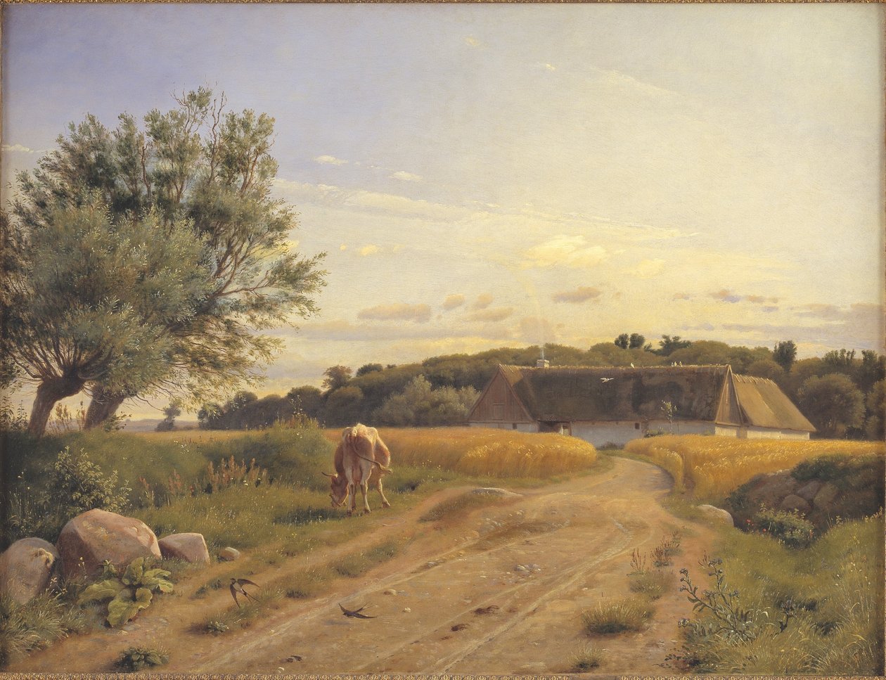 Een boerderij bij Lodskov nabij Vognserup Manor, Zeeland door Johan Thomas Lundbye