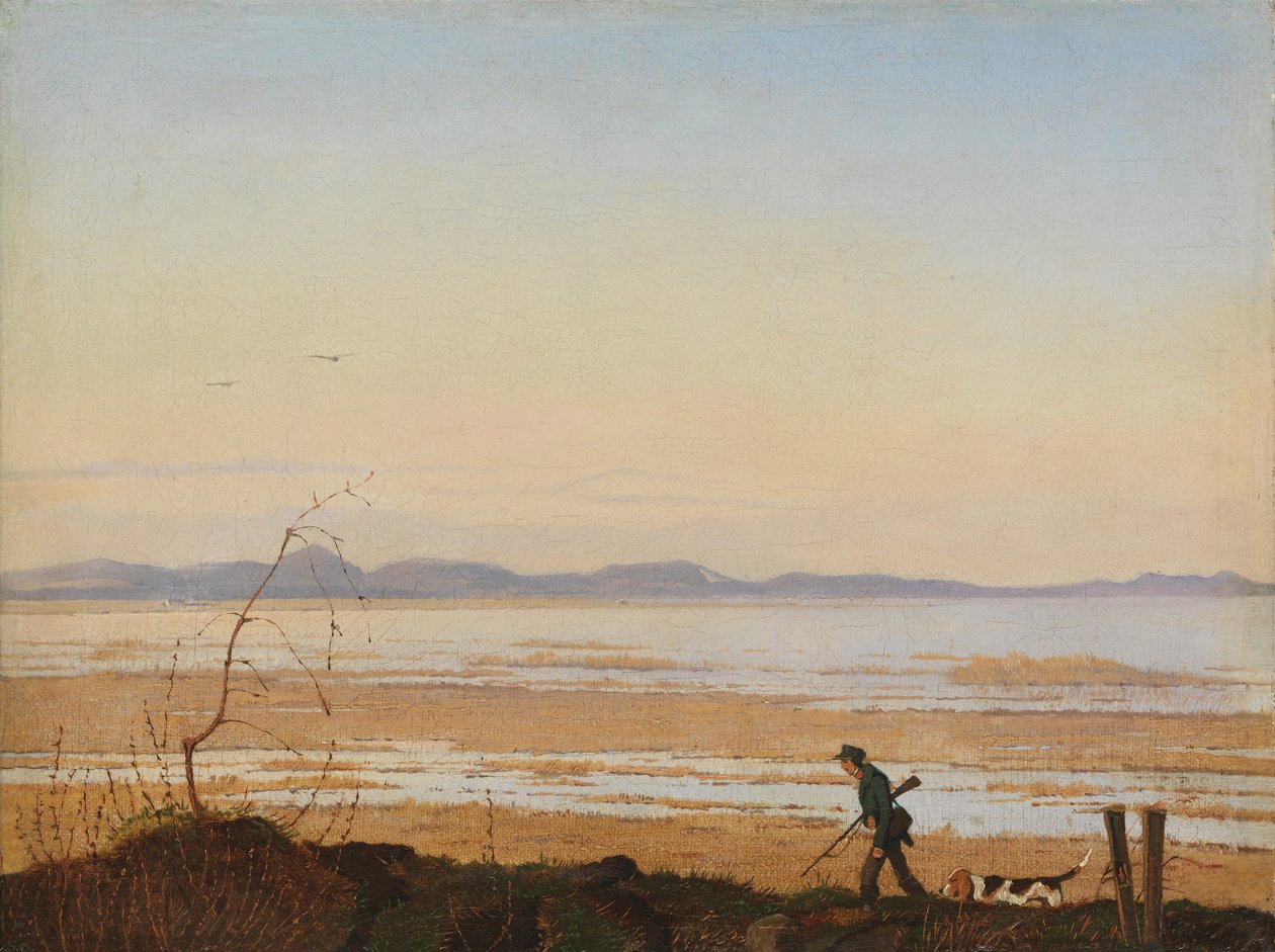 Een avond aan het meer Arresø, ca. 1837 door Johan Thomas Lundbye