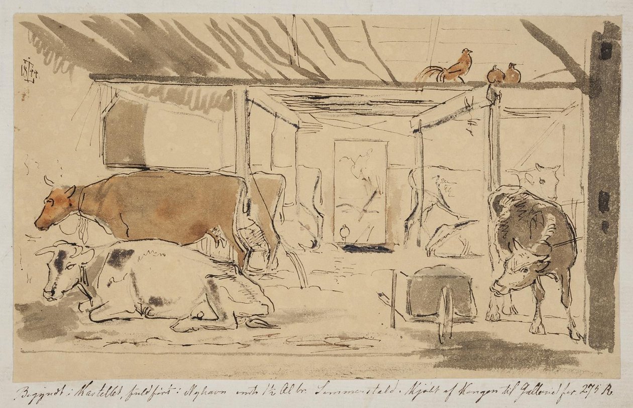 Een stal in een boerderij, ingeklemd op pagina 19 door Johan Thomas Lundbye
