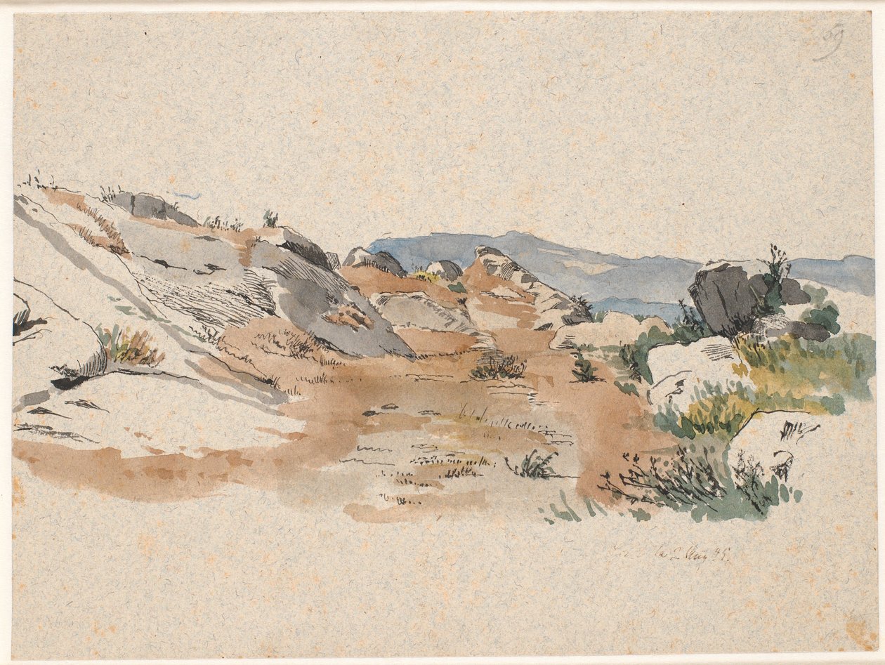 Italiaans landschap met rotsblokken door Johan Thomas Lundbye