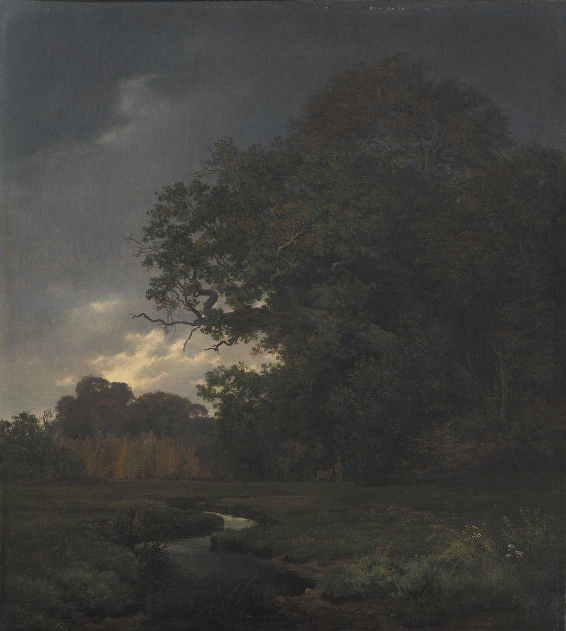 Landschap bij bewolkt weer. Late namiddag door Johan Thomas Lundbye