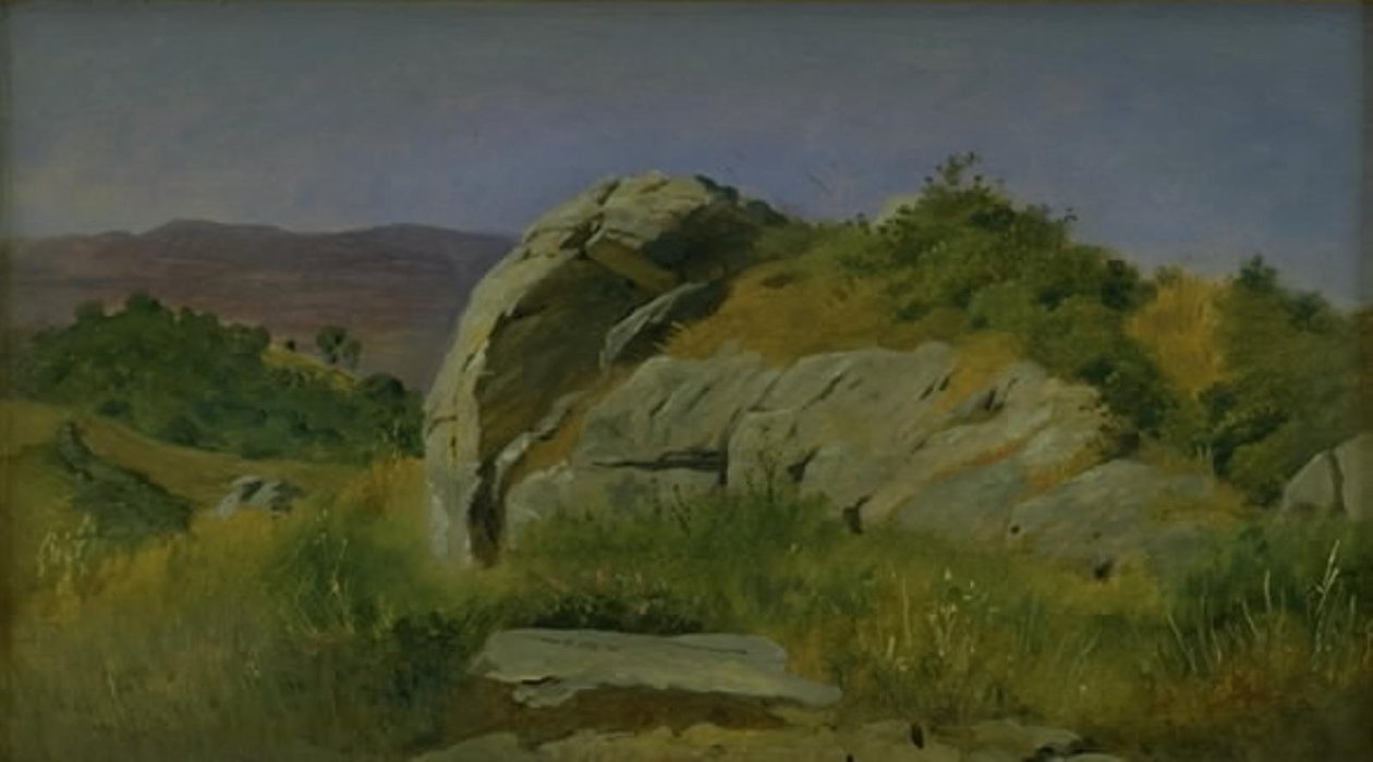 Landschap met Rotsen op de Voorgrond. Civitella, Italië door Johan Thomas Lundbye