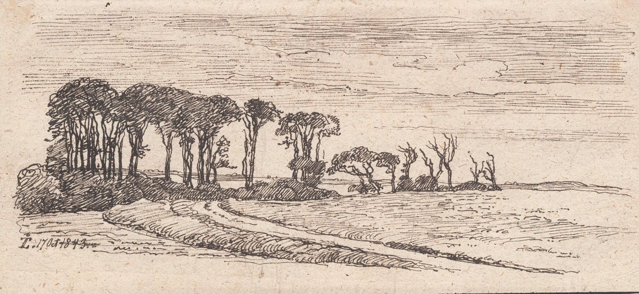 Landschap met een rij bomen door Johan Thomas Lundbye
