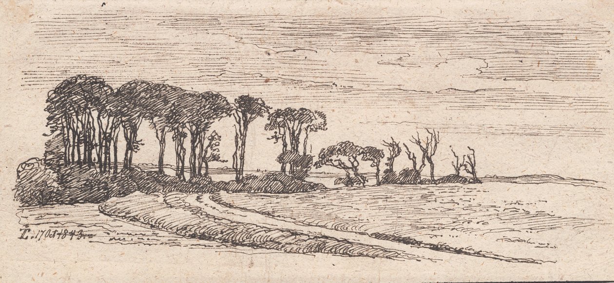 Landschap met een rij bomen door Johan Thomas Lundbye