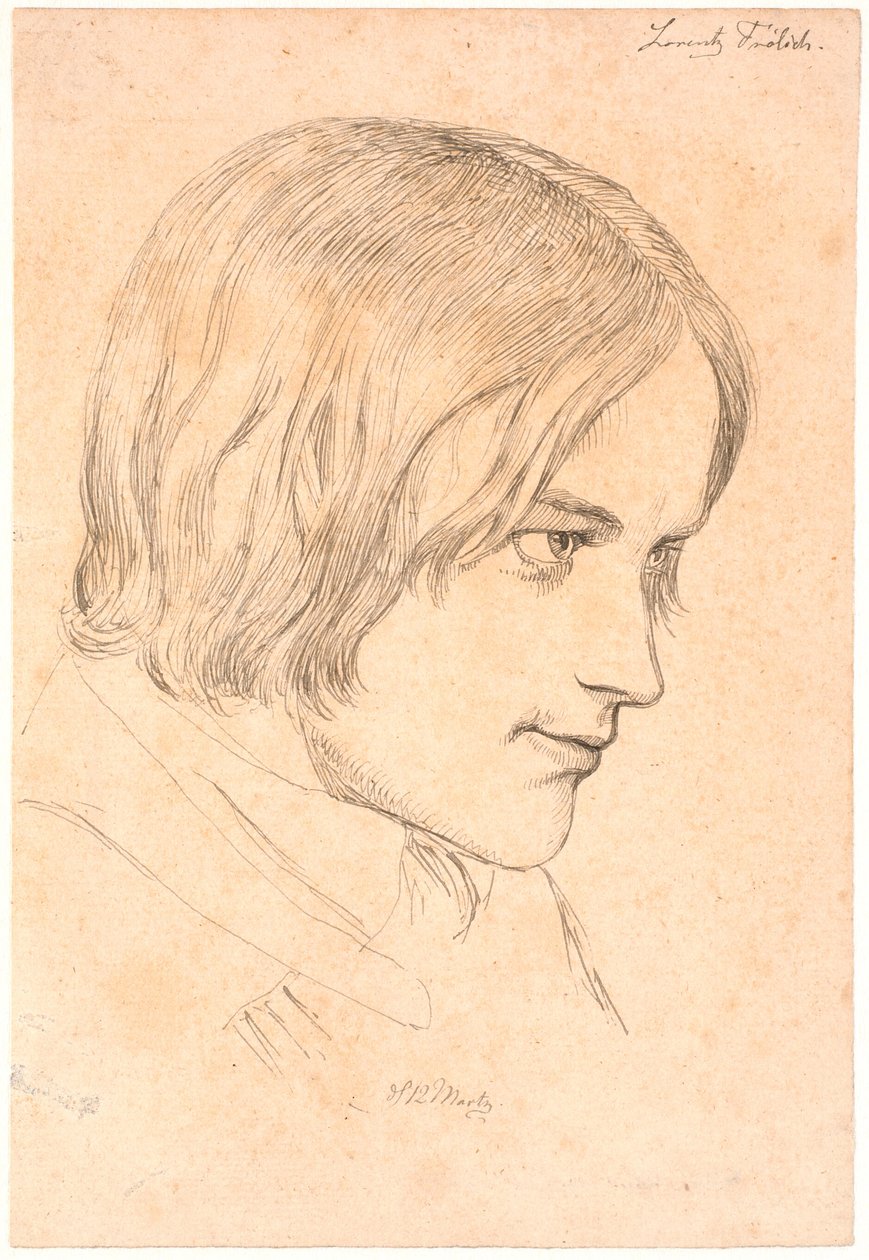Portret van de schilder Lorenz Frølich (1820-1908) door Johan Thomas Lundbye