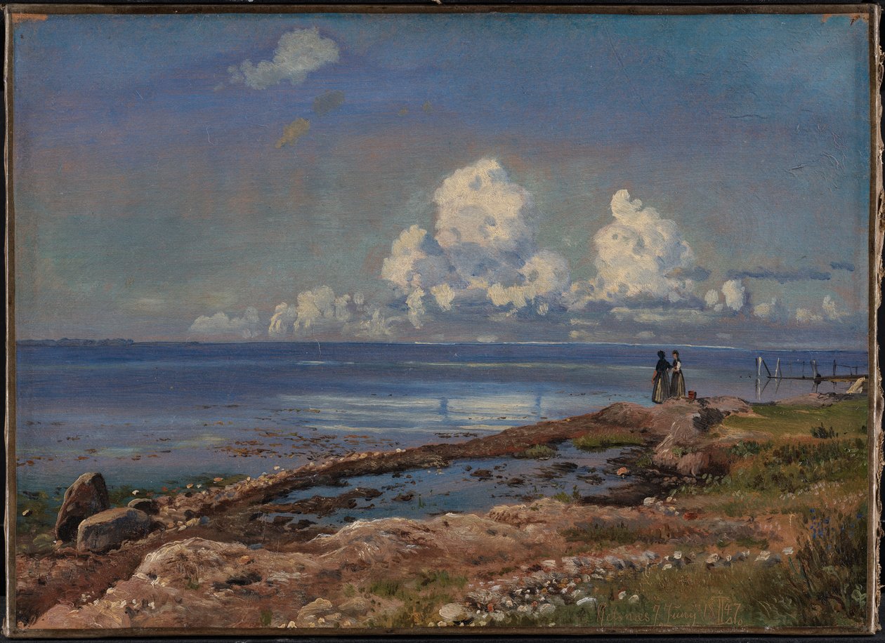 Het strand van Refsnæs, Seeland door Johan Thomas Lundbye