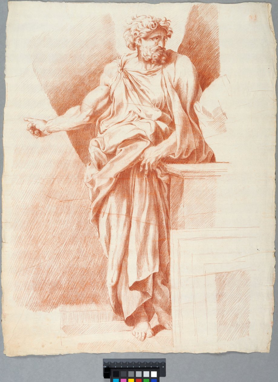 Academietekening. Detail uit Rafaëls „Disputà” in het Vaticaan, een filosoof die rechts in de compositie staat door Johan Tobias Sergel