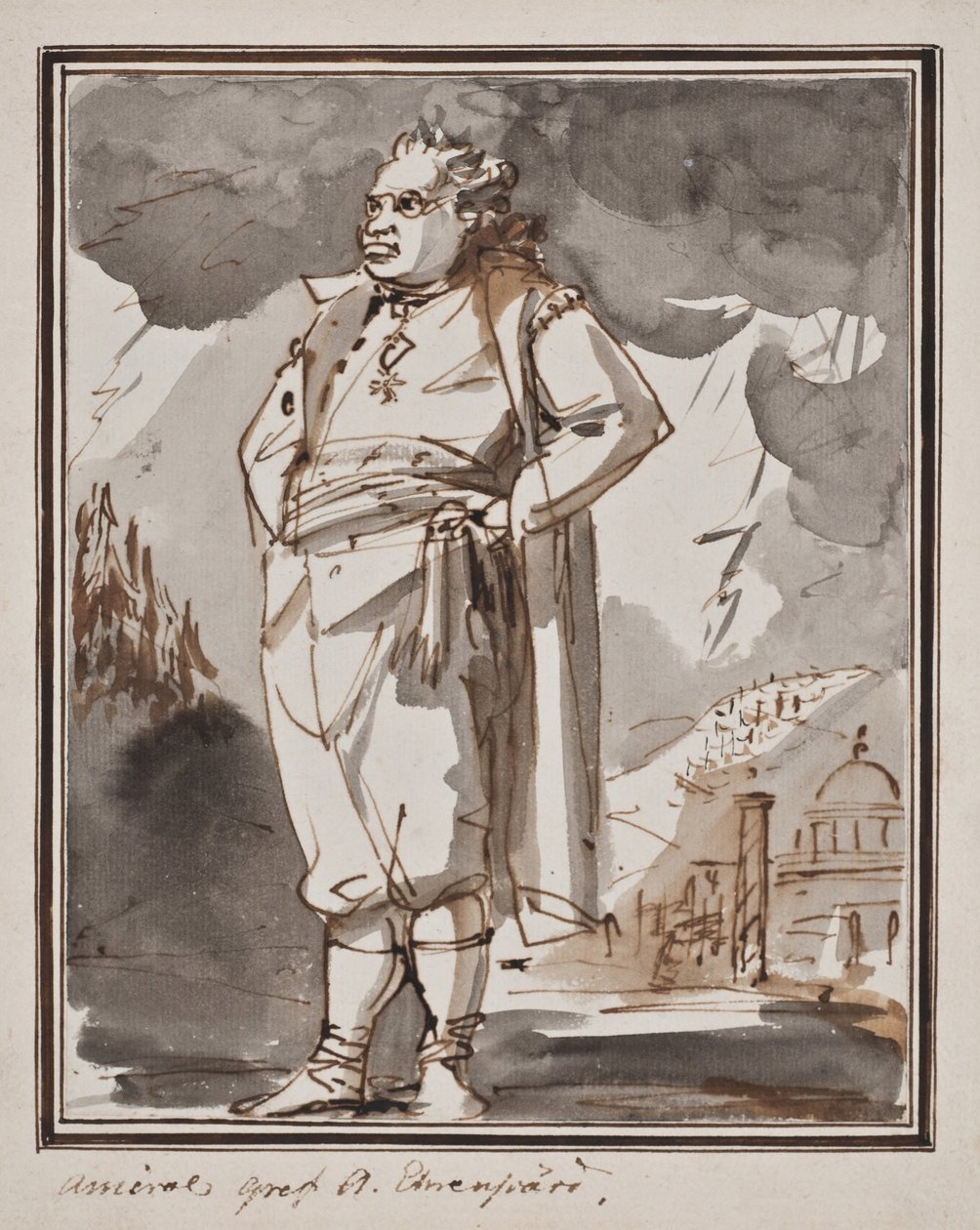 Carl August Ehrensvärd in volle figuur door Johan Tobias Sergel