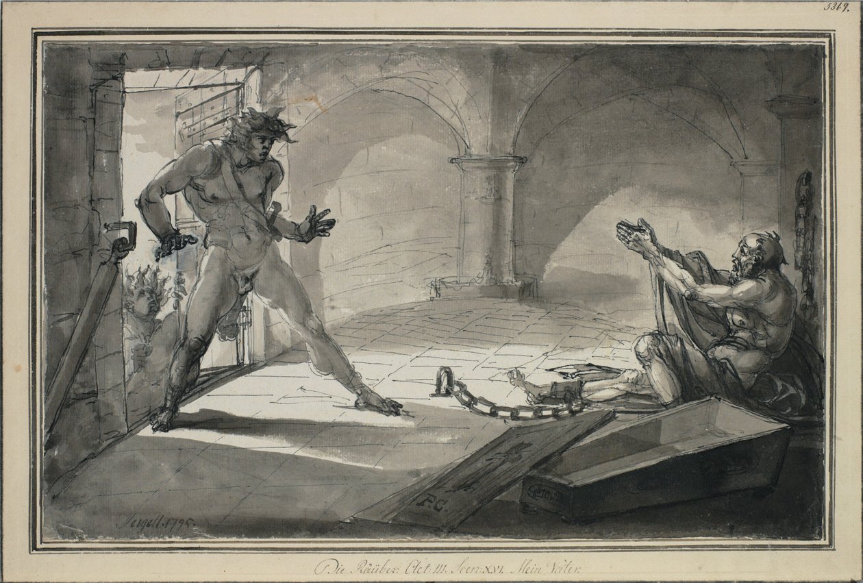 De rovers, akte III, scène XVI. Mijn vader door Johan Tobias Sergel