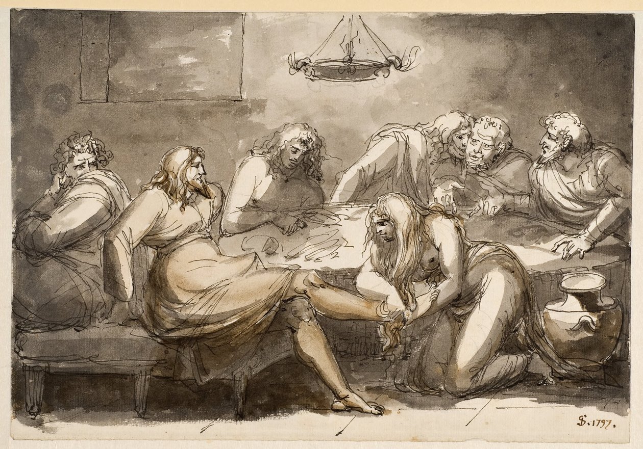 De weging van de voeten van Christus door Johan Tobias Sergel
