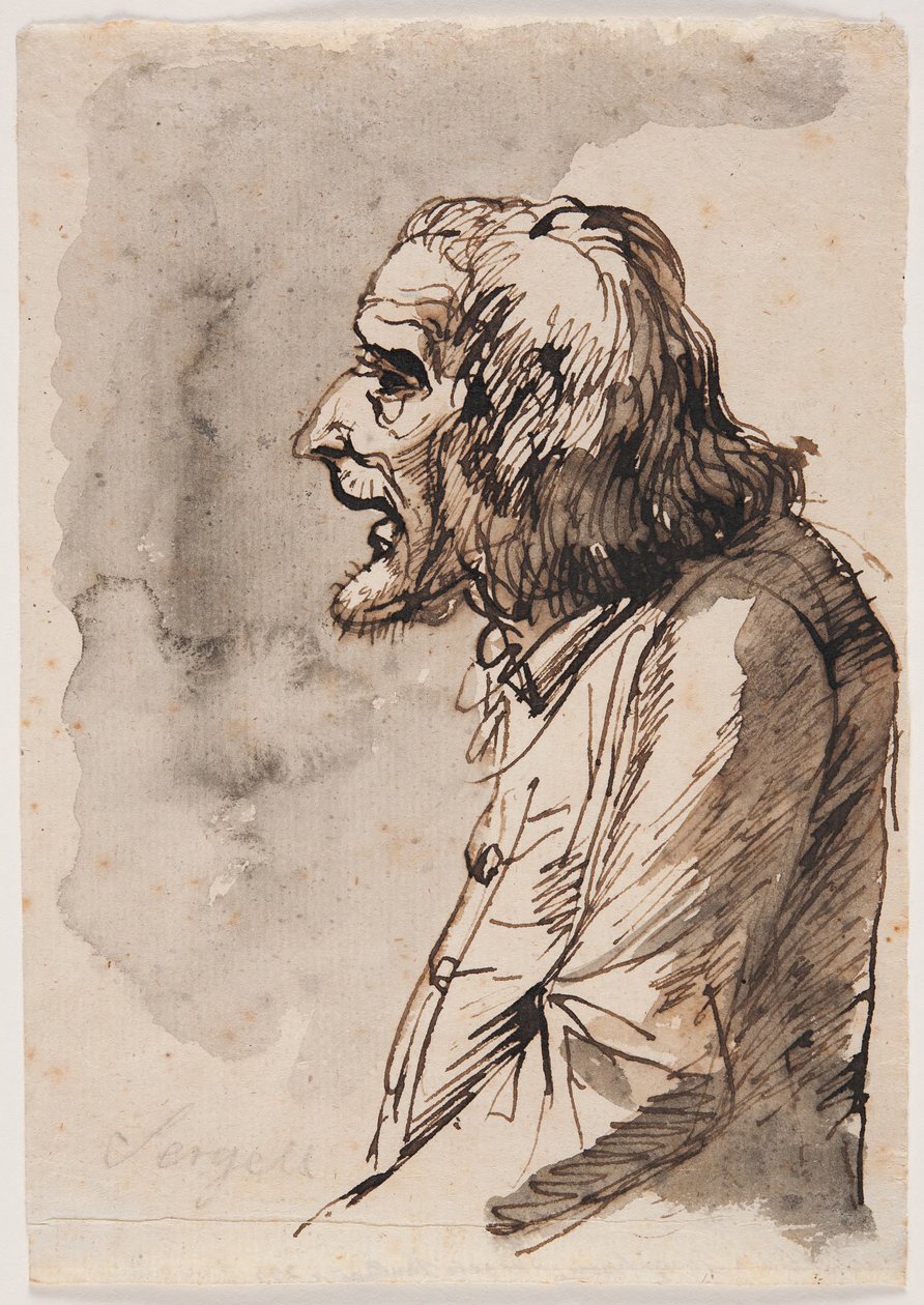 Portret van een bejaarde man door Johan Tobias Sergel