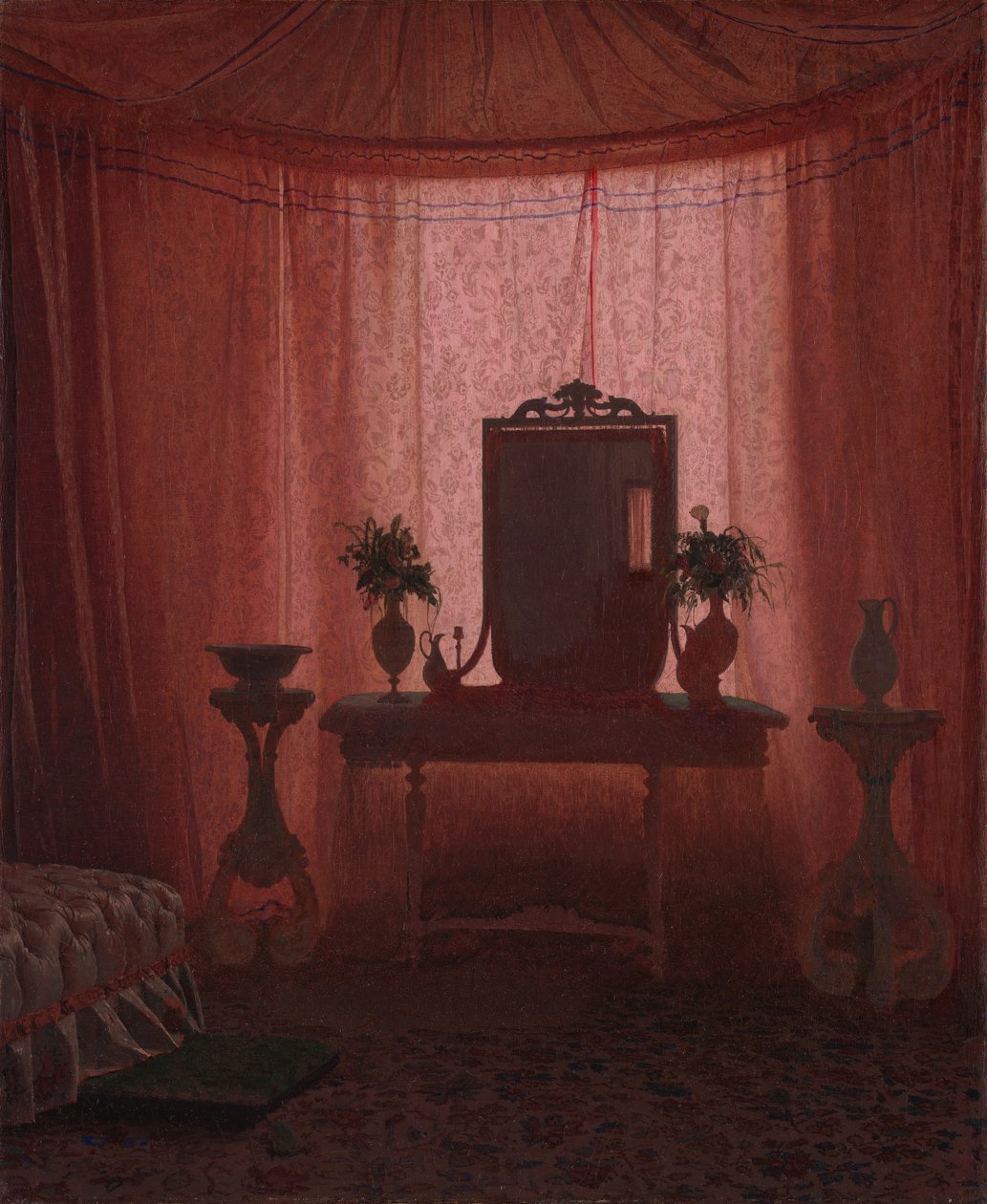 Een Slaapkamer in Bernstorff Paleis nabij Kopenhagen, ca. 1845 door Johan Vilhelm Gertner