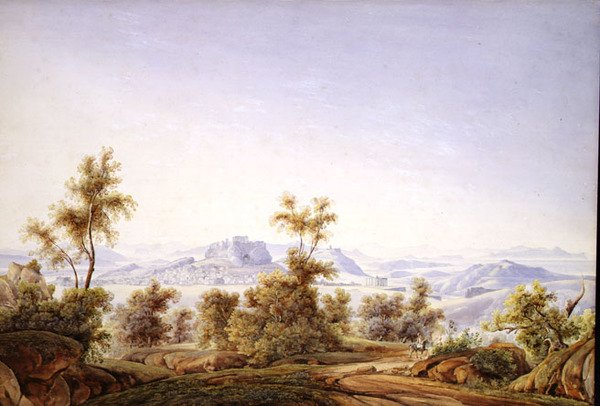 Uitzicht op Athene met de Parthenon in de verte door Johan Wolfensberger