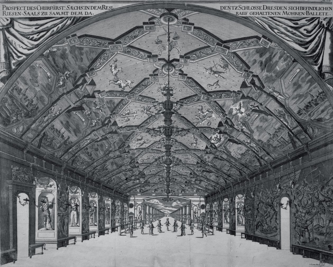 De Reuzenhal met het Moorse Ballet in Dresden in 1678 door Johann Atzelt