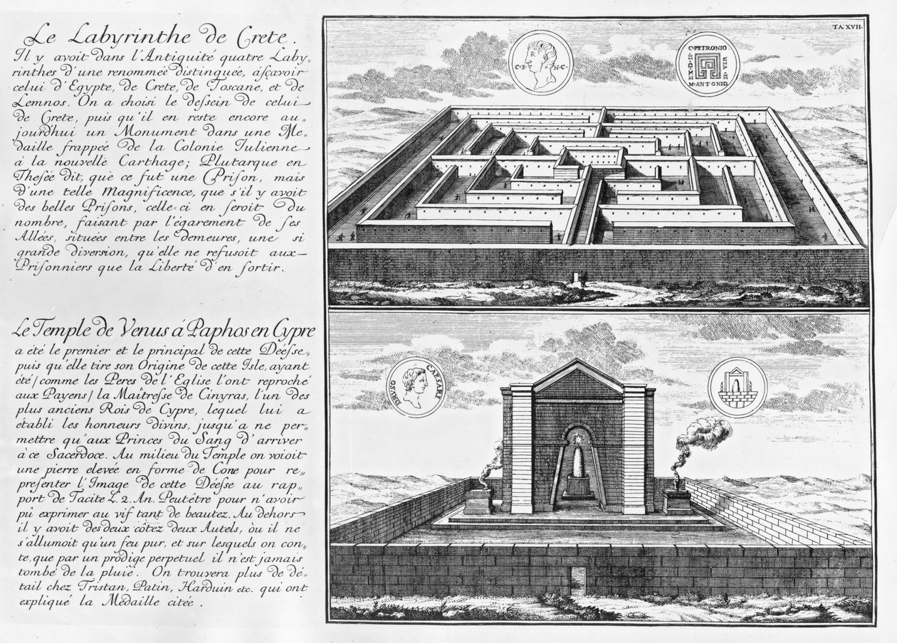 Het Labyrint van Kreta en De Tempel van Venus in Paphos op Cyprus, uit 