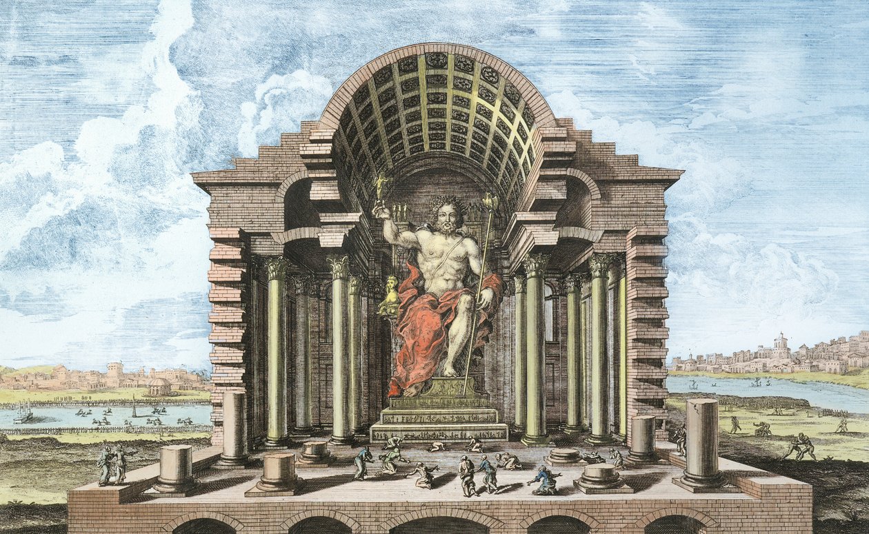 Het standbeeld van Olympische Zeus door Phidias, plaat 5 uit 