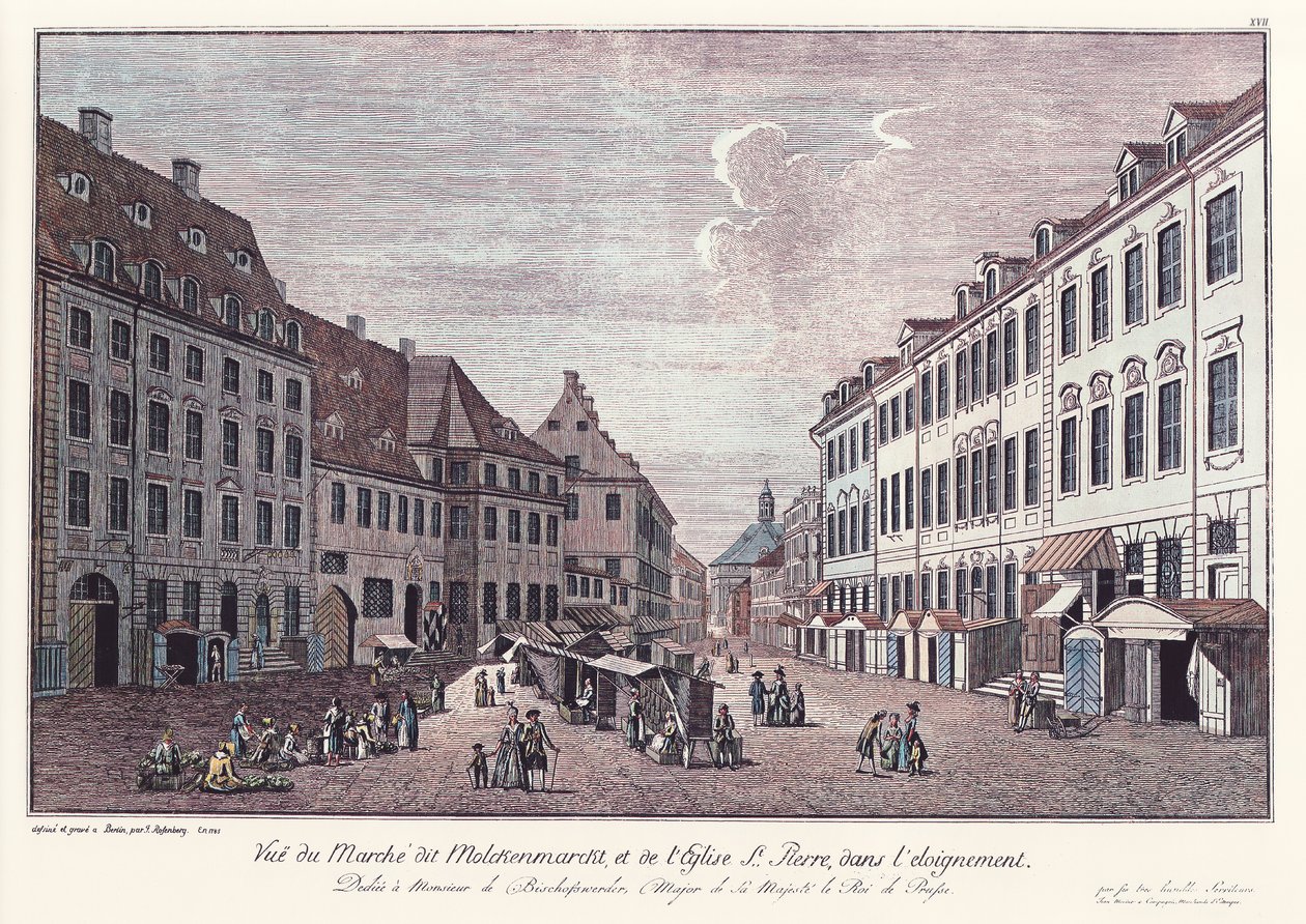 Gezicht op de Molkenmarkt in Oud-Berlijn door Johann Georg Rosenberg