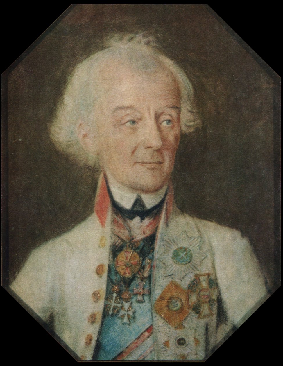 Het portret van de Russische militaire commandant Alexander Soevorov door Johann Heinrich Schmidt