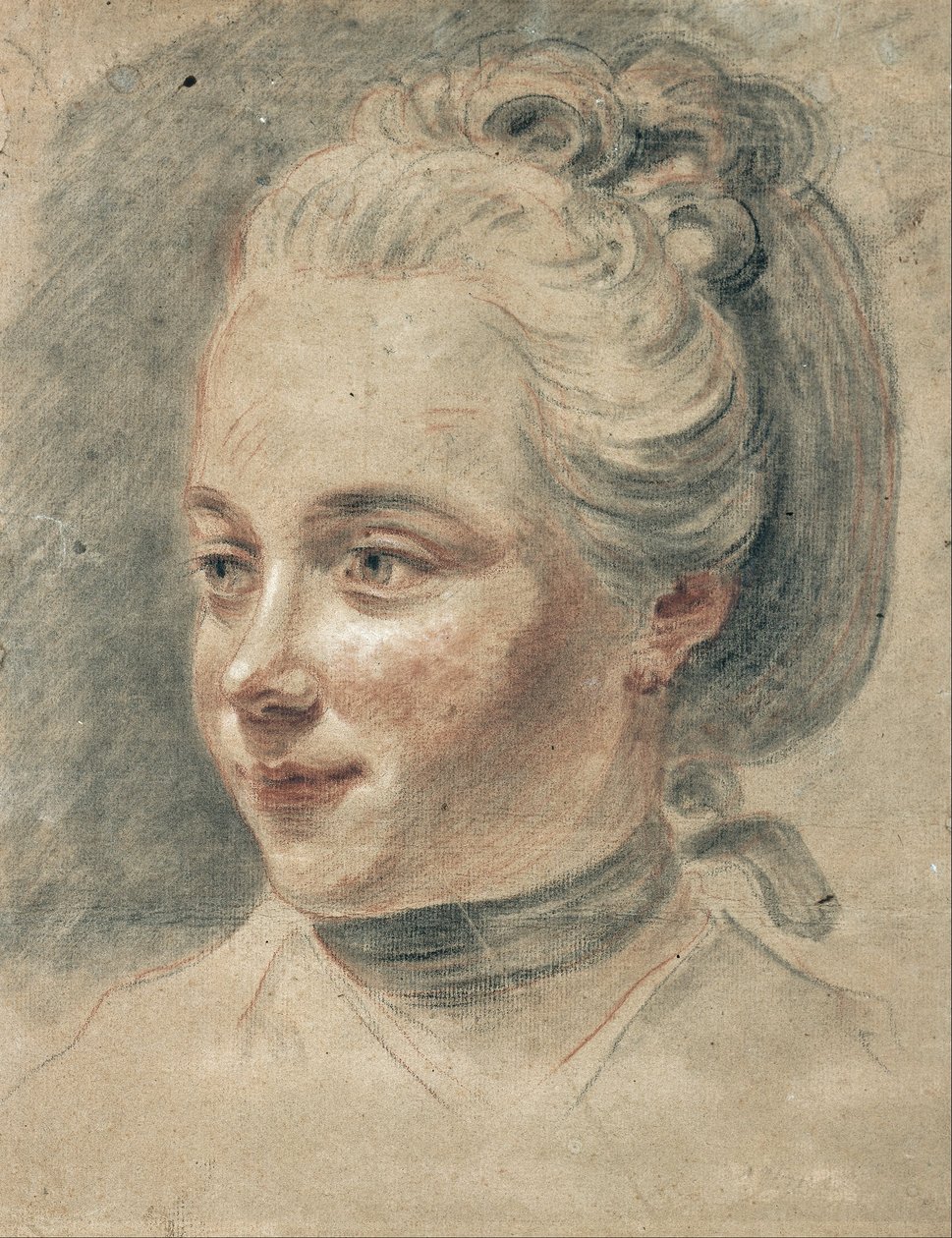 Driekwartaanzicht van het hoofd van een meisje, naar links draaiend door Johann Heinrich Wilhelm Tischbein