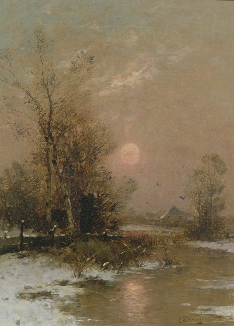 Winterzonsondergang door Johann II Jungblut