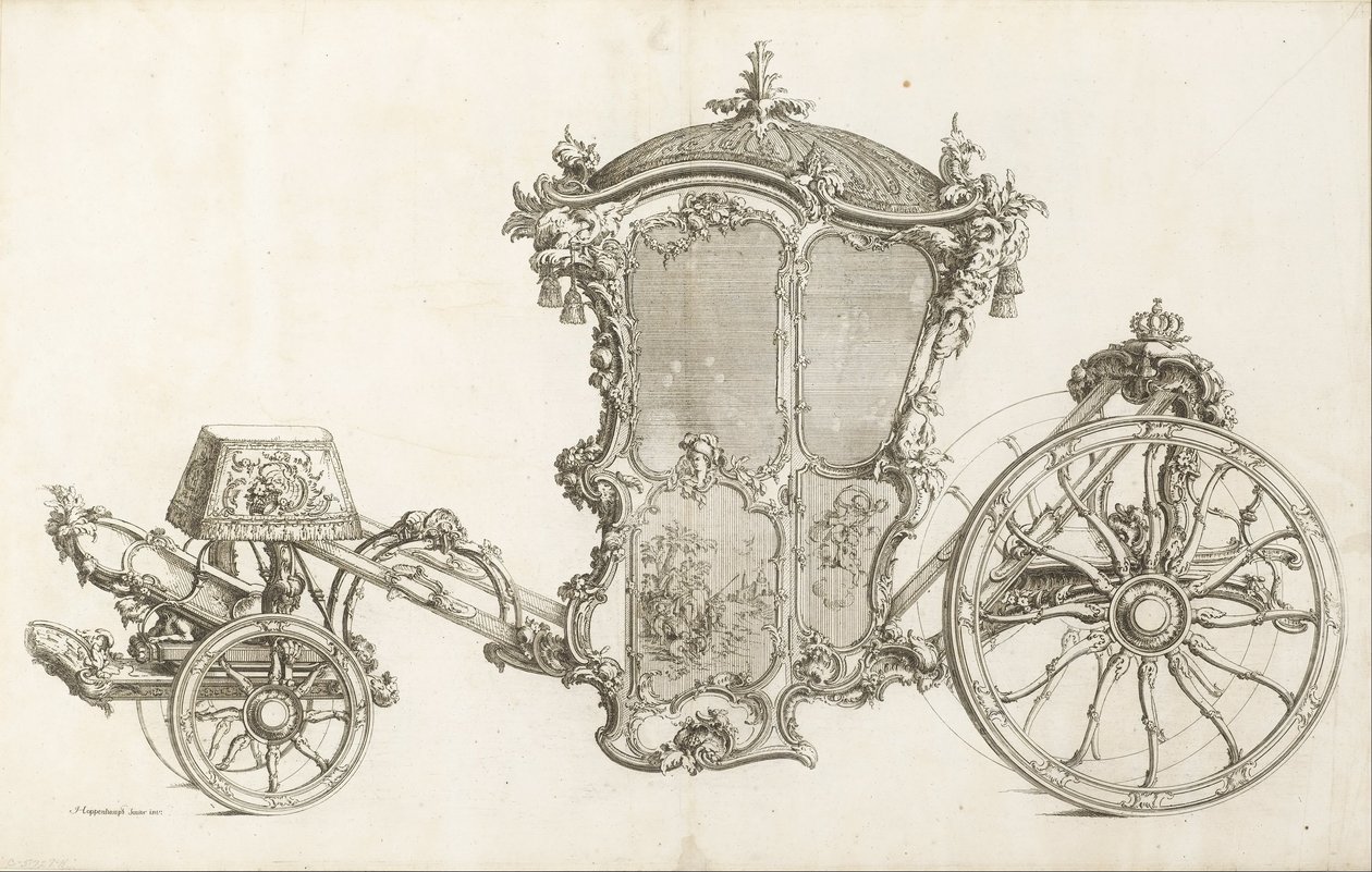 Ontwerp voor een koets door Johann Michael Hoppenhaupt