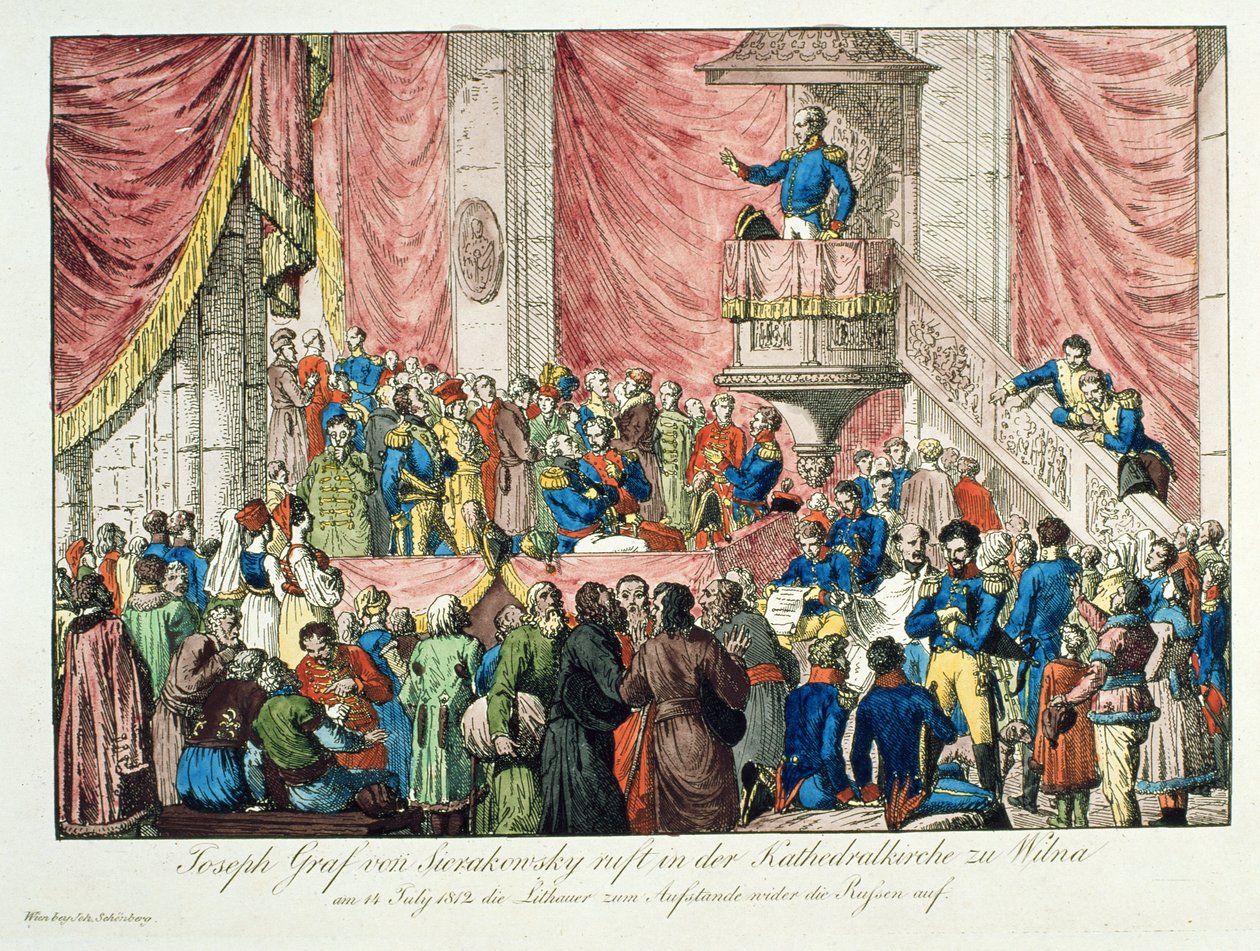 Generaal Sierakowski roept op tot de Litouwse Opstand, 1812 door Johann Nepomuk Schonberg