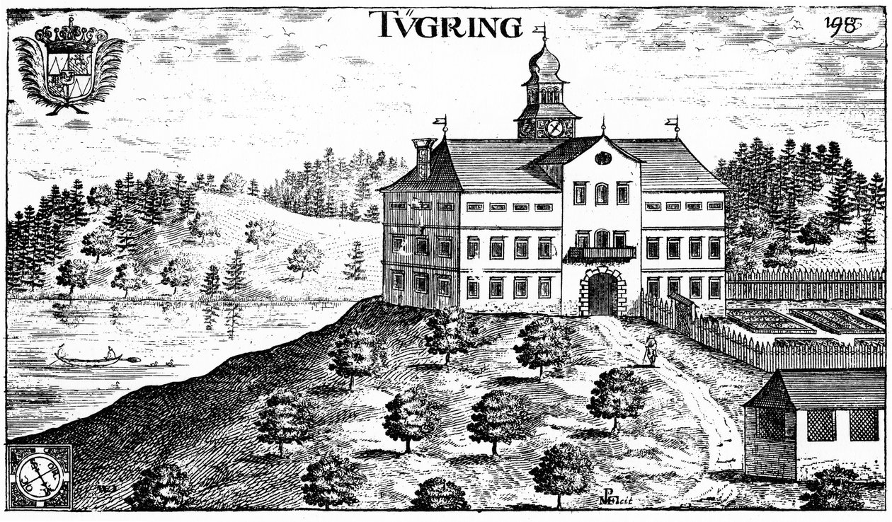 Kasteel Tigring in 1680 in Moosburg (Karinthië) door Johann Weikhard von Valvasor