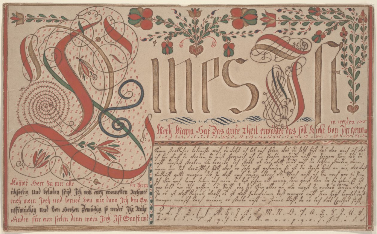 Schrijfoefening Vorschrift voor Esther Hadmän door Johann Adam Eyer