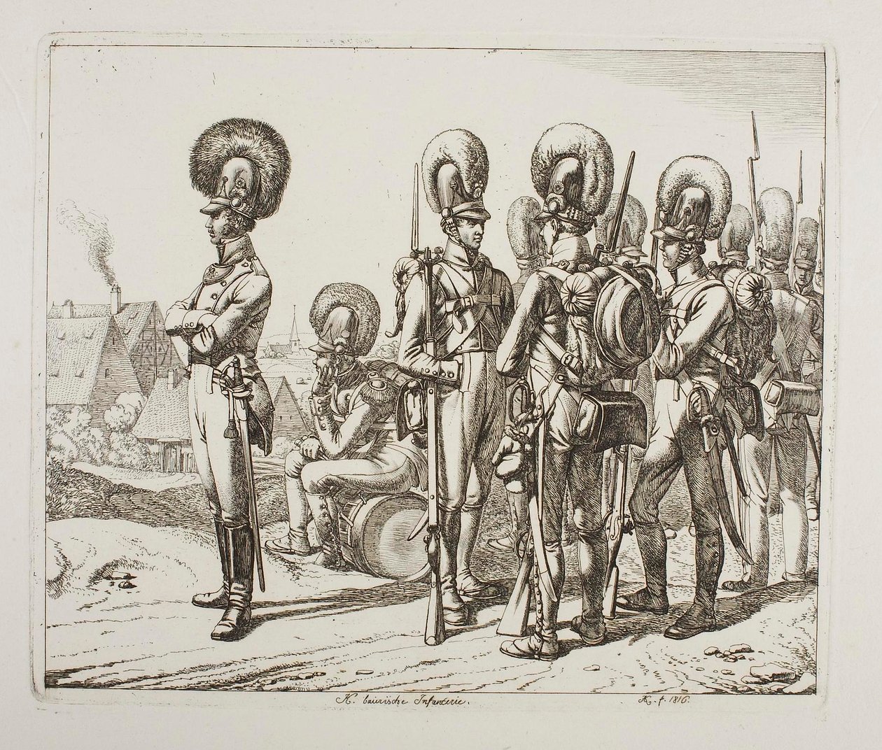 Beierse infanteristen door Johann Adam Klein