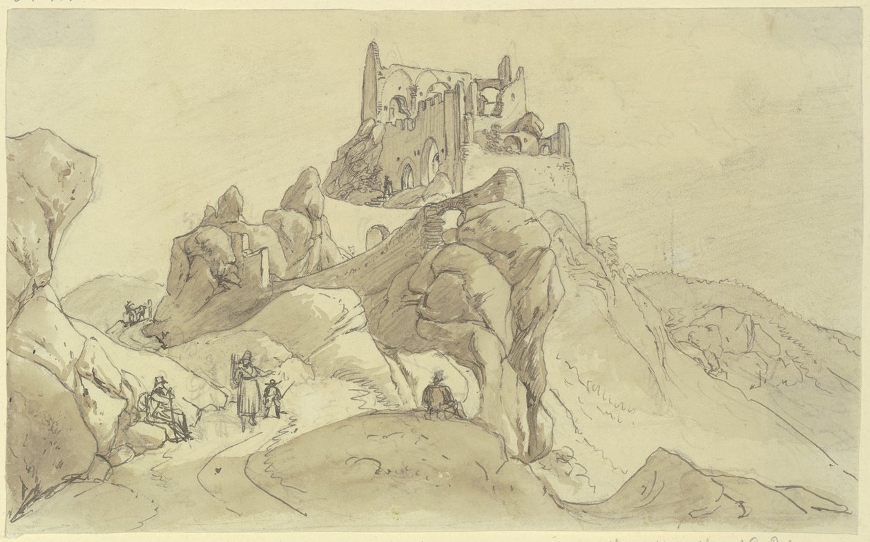 Kasteelruïne door Johann Adam Klein