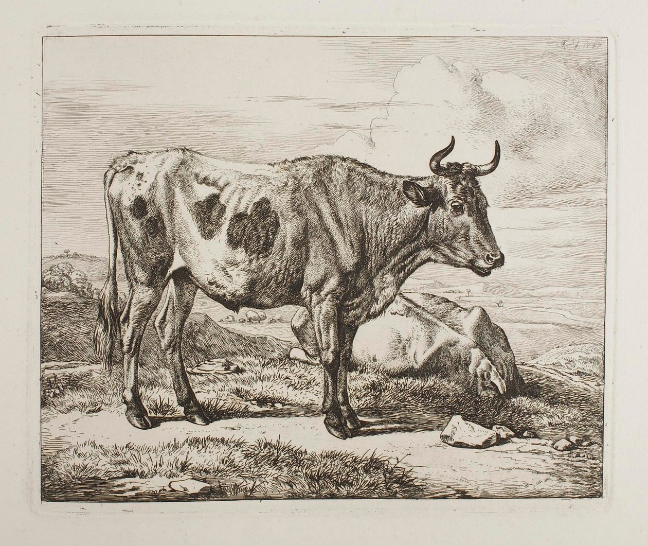 Runderen in het veld door Johann Adam Klein