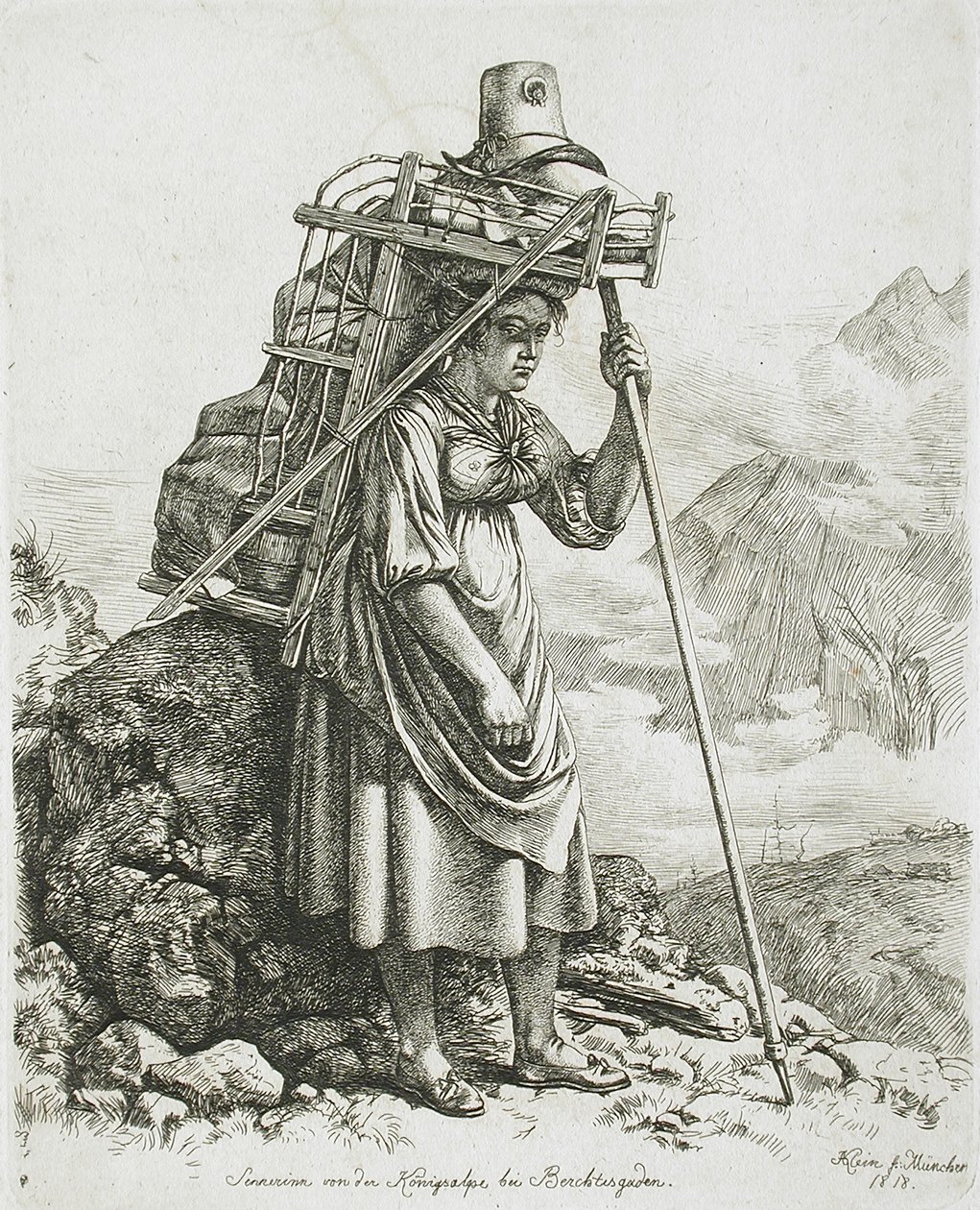 Melkmeisje uit Berchtesgaden door Johann Adam Klein