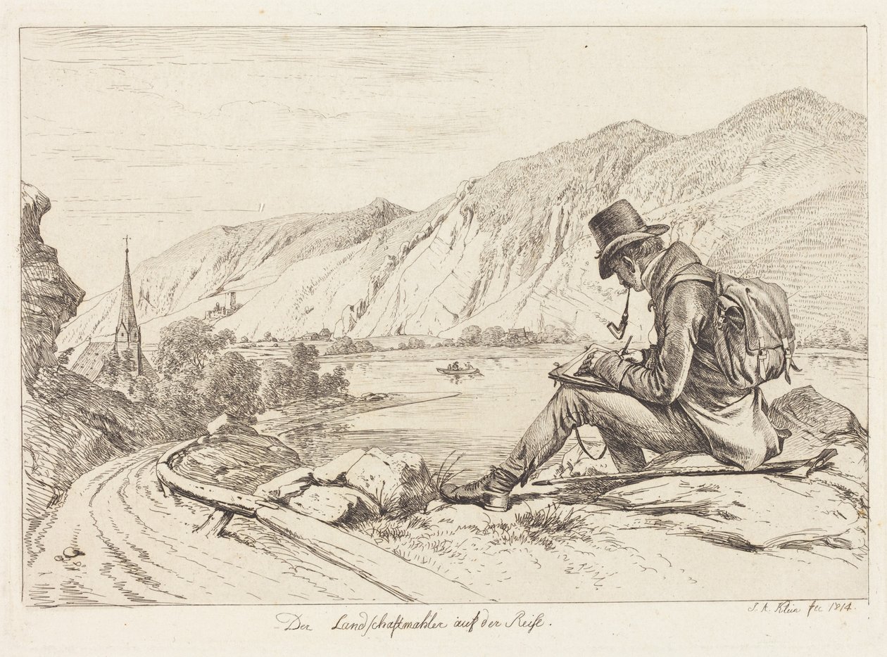 De landschapsschilder op reis (The Landscape Painter on Tour) door Johann Adam Klein