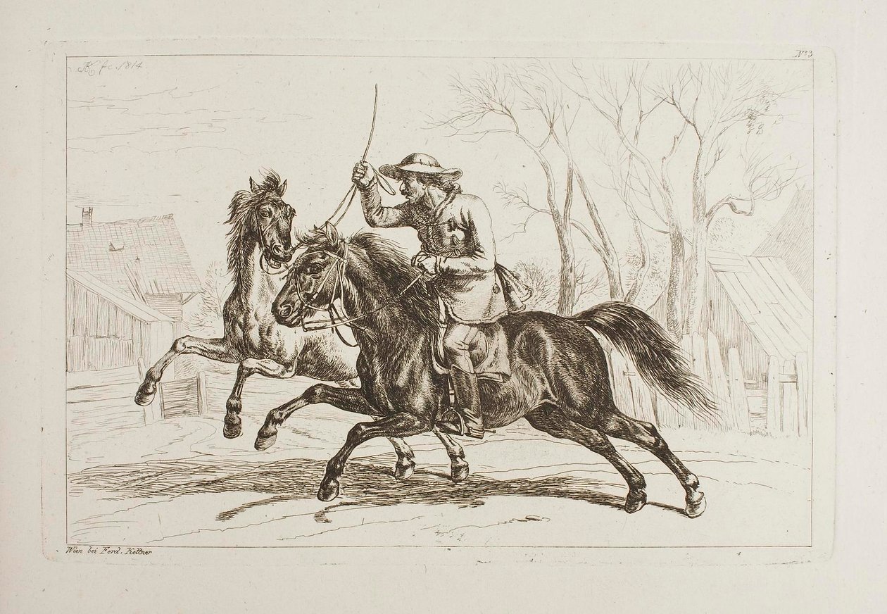 Hongaar te paard door Johann Adam Klein