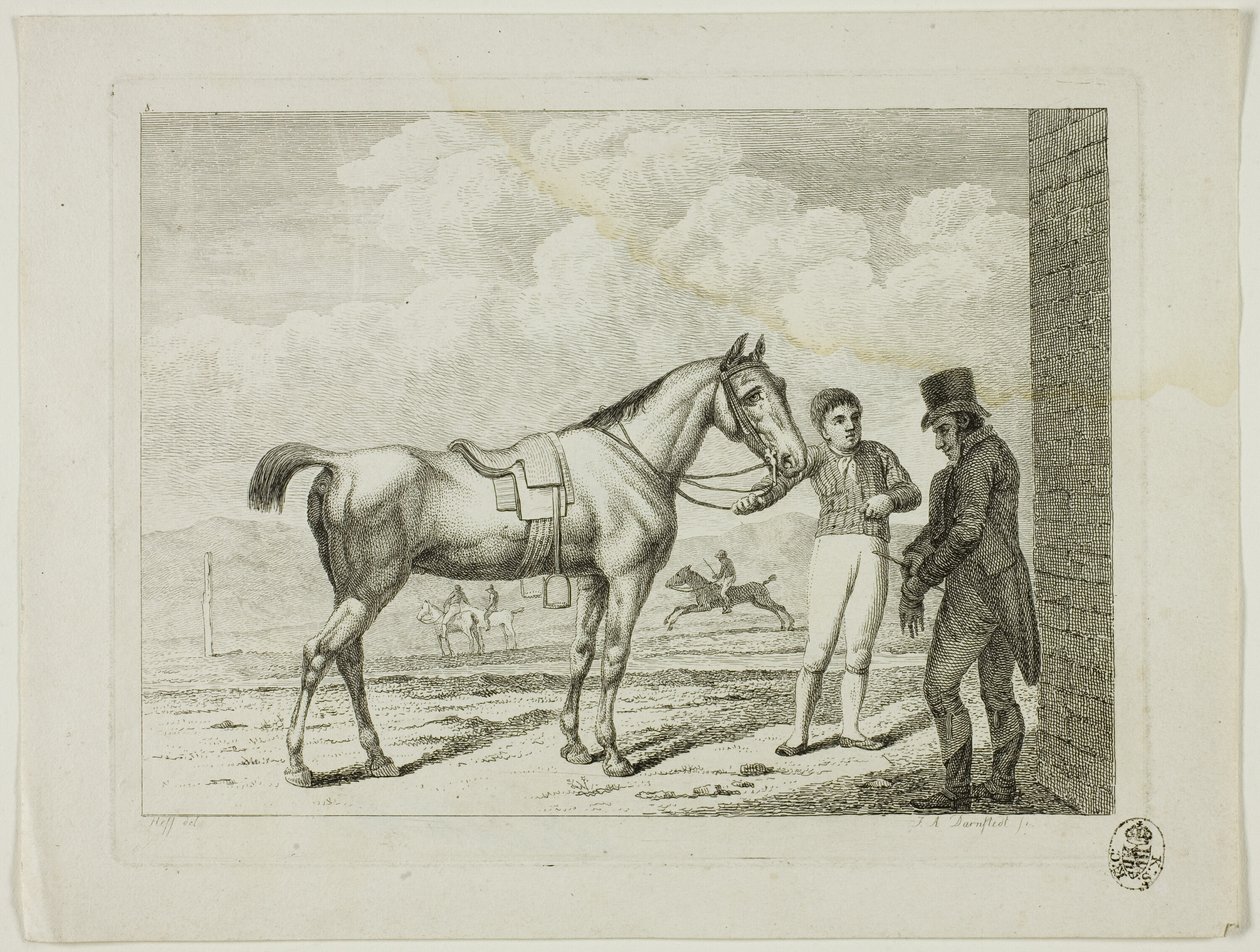 Manege en paarden door Johann Adolph Darnstedt
