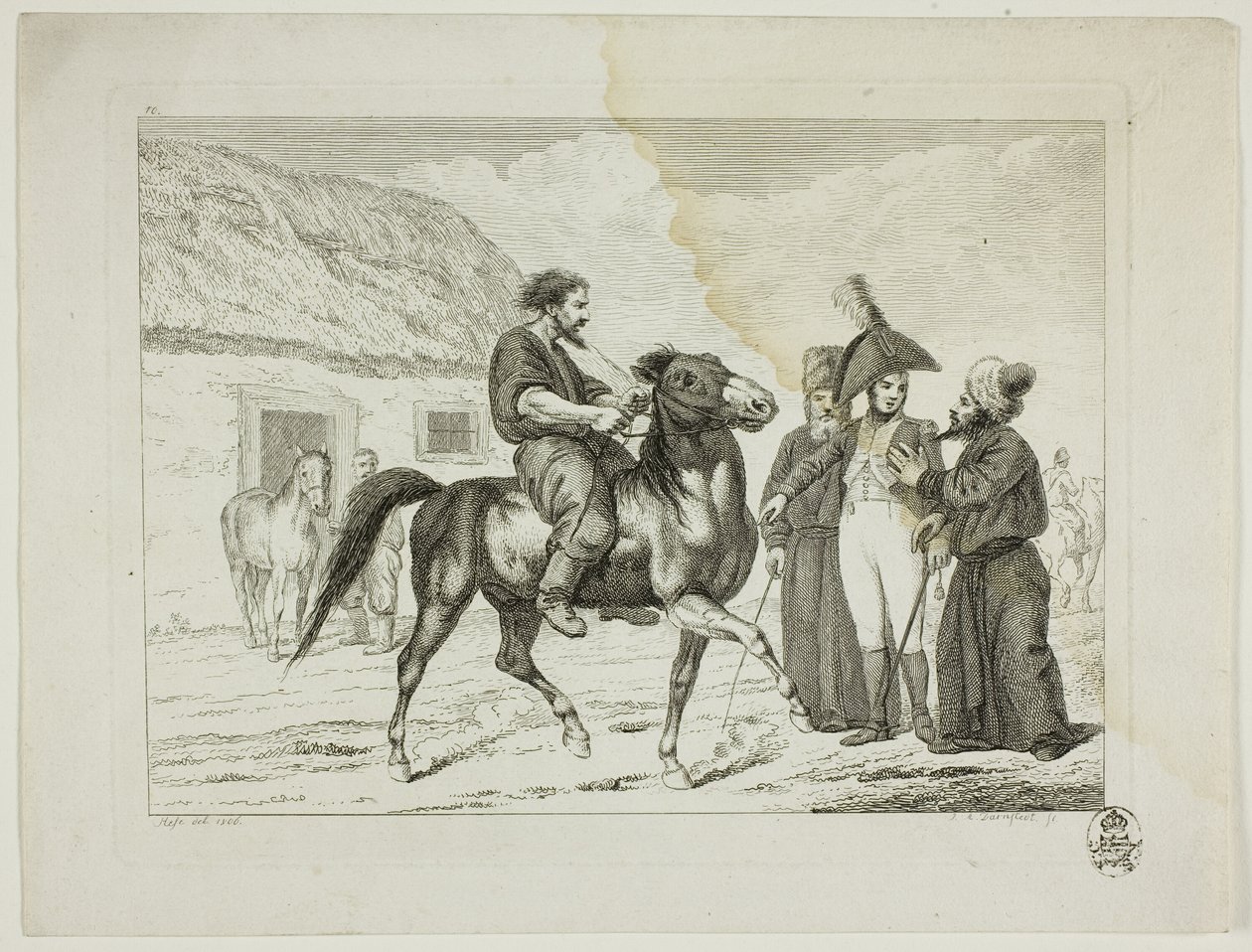Manege en paarden door Johann Adolph Darnstedt