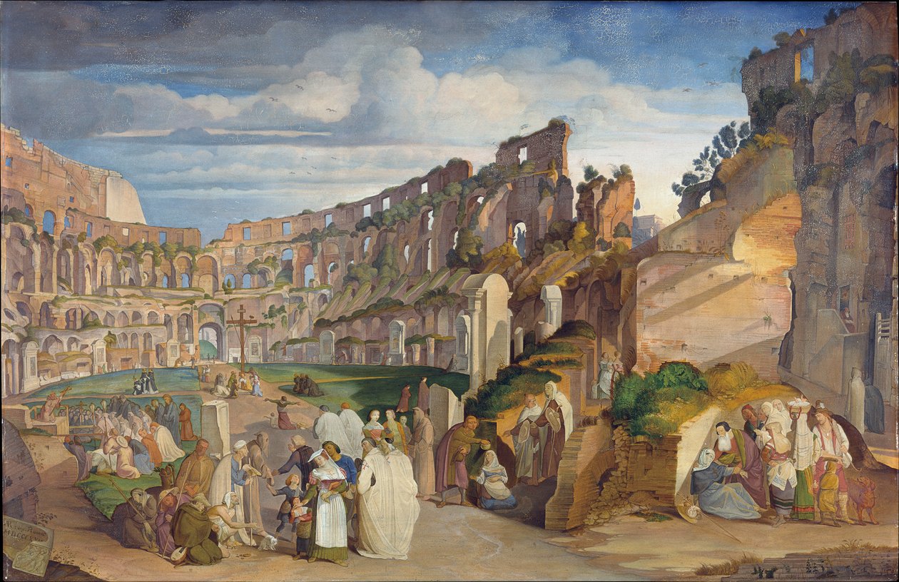 Kapucijnerpreek bij het Colosseum van Rome door Johann Anton Ramboux