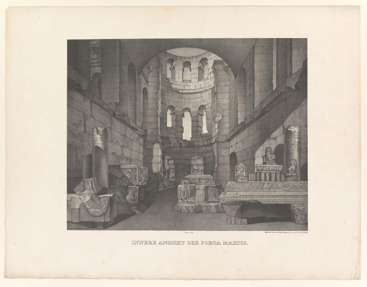 Porta Martis, van binnenuit gezien door Johann Anton Ramboux