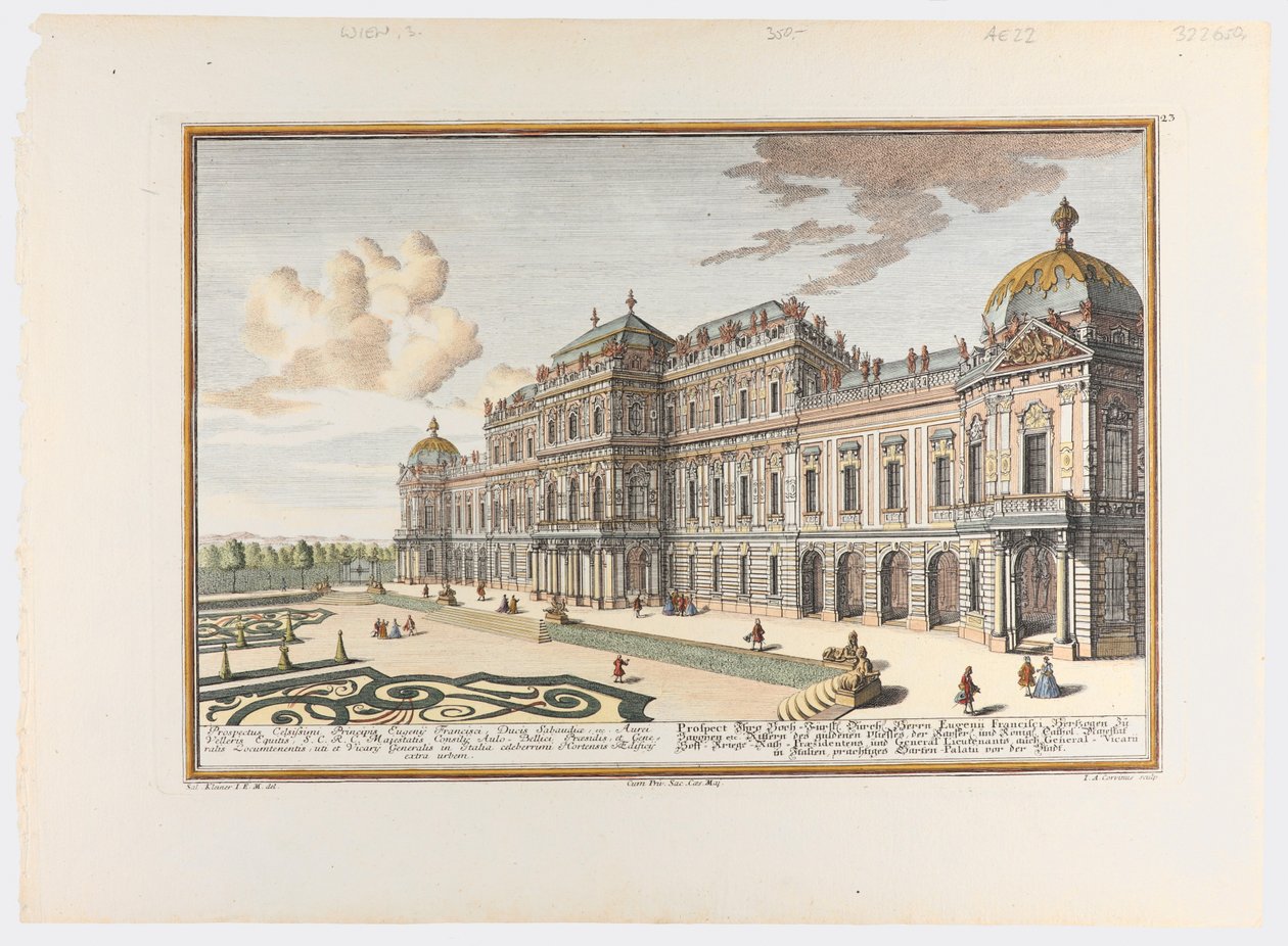 Vooruitzicht van Uwe Hoogheid, Uwe Koninklijke Hoogheid Uwe Serene Hoogheid de heer Eugenii Francisci Hertog van Savoye enz. Ridders van de Guelderly Vliesses, de Keizerlijke en Koninklijke Katholieke Majesteit. Majesteit