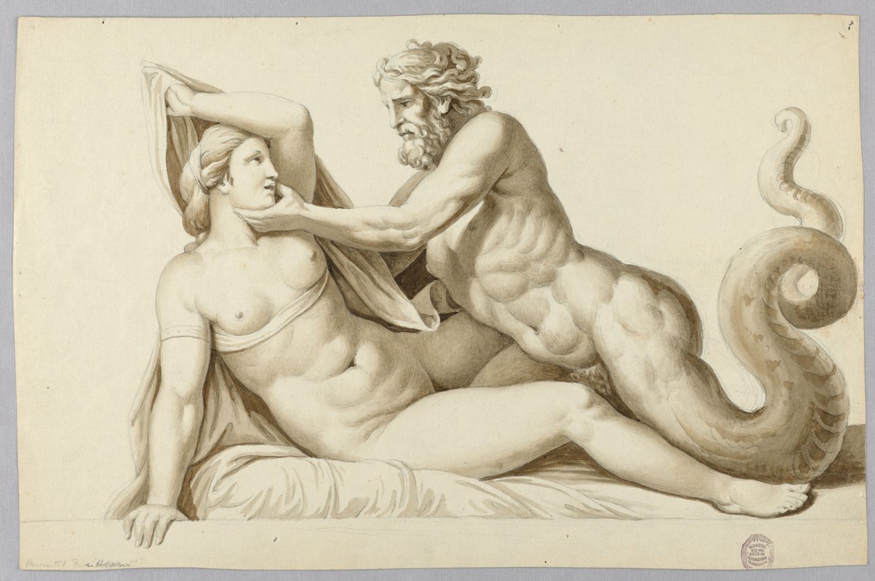 Een Zeegod die een Meisje Bezoekt door Johann August Nahl the Younger
