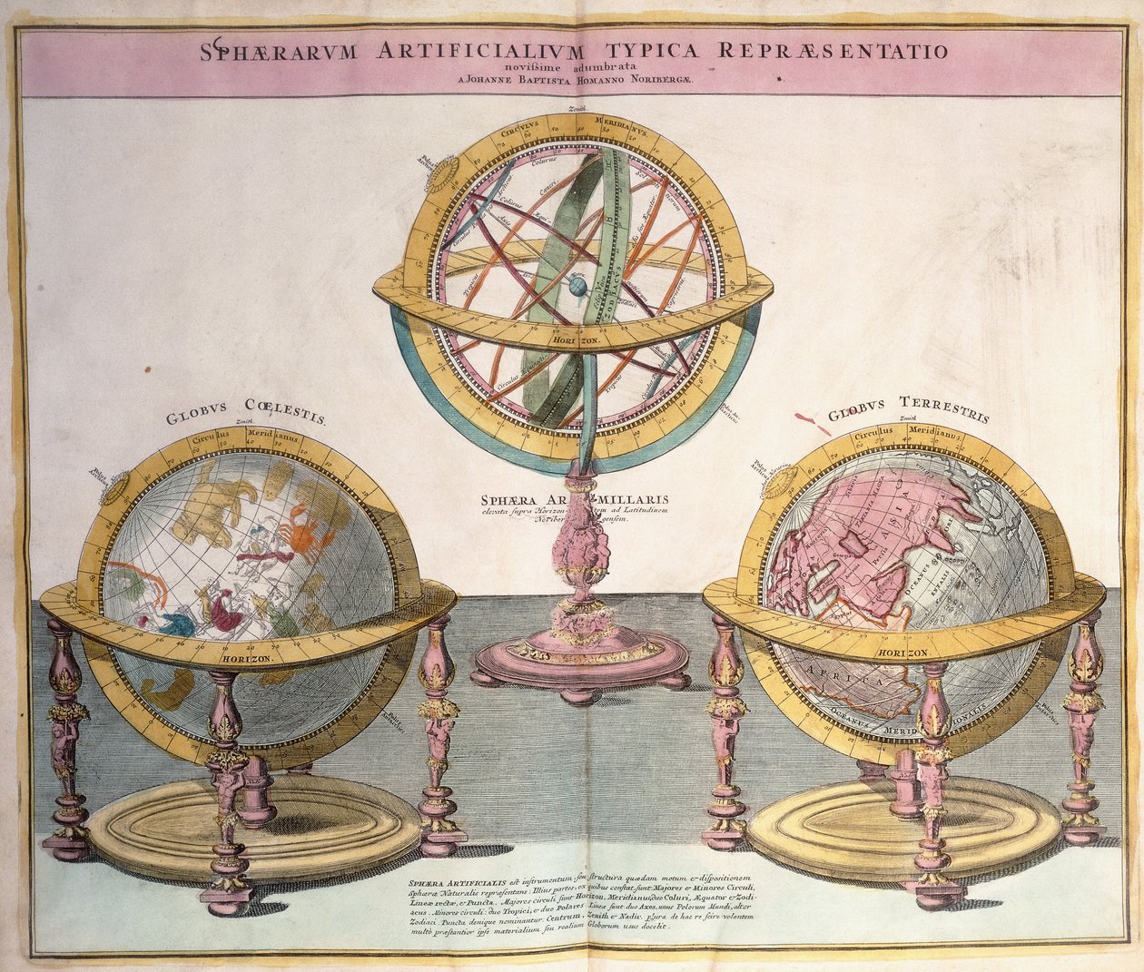 Vignetten van de Wereld uit Grosser Atlas, 1725 door Johann Baptista Homann