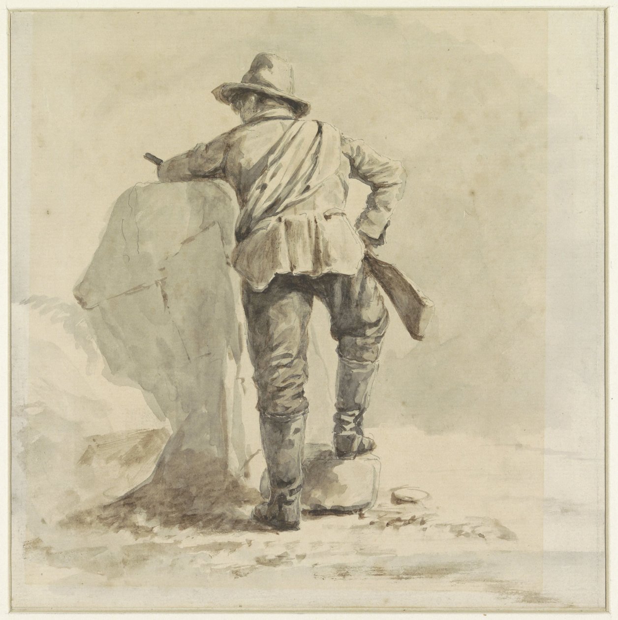 Rustende jongen, op de rug gezien door Johann Bernard Klombeek