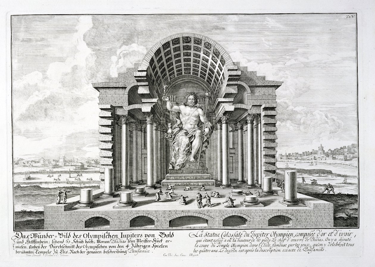 Het Standbeeld van Olympische Zeus door Phidias, plaat 5 uit 