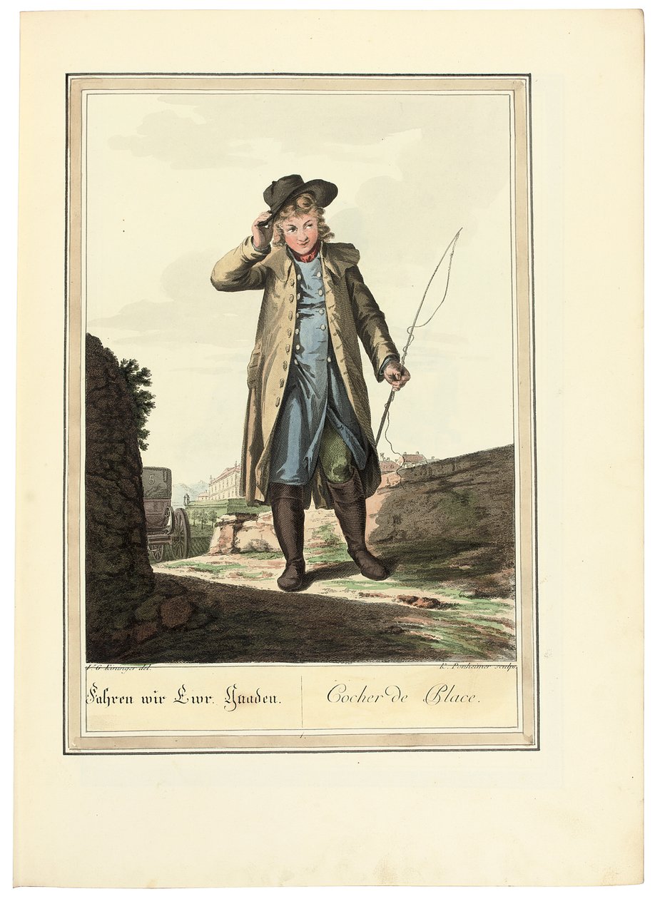 De Koetsier; Cocher de Place, 1781 of later door Johann Christian Brand